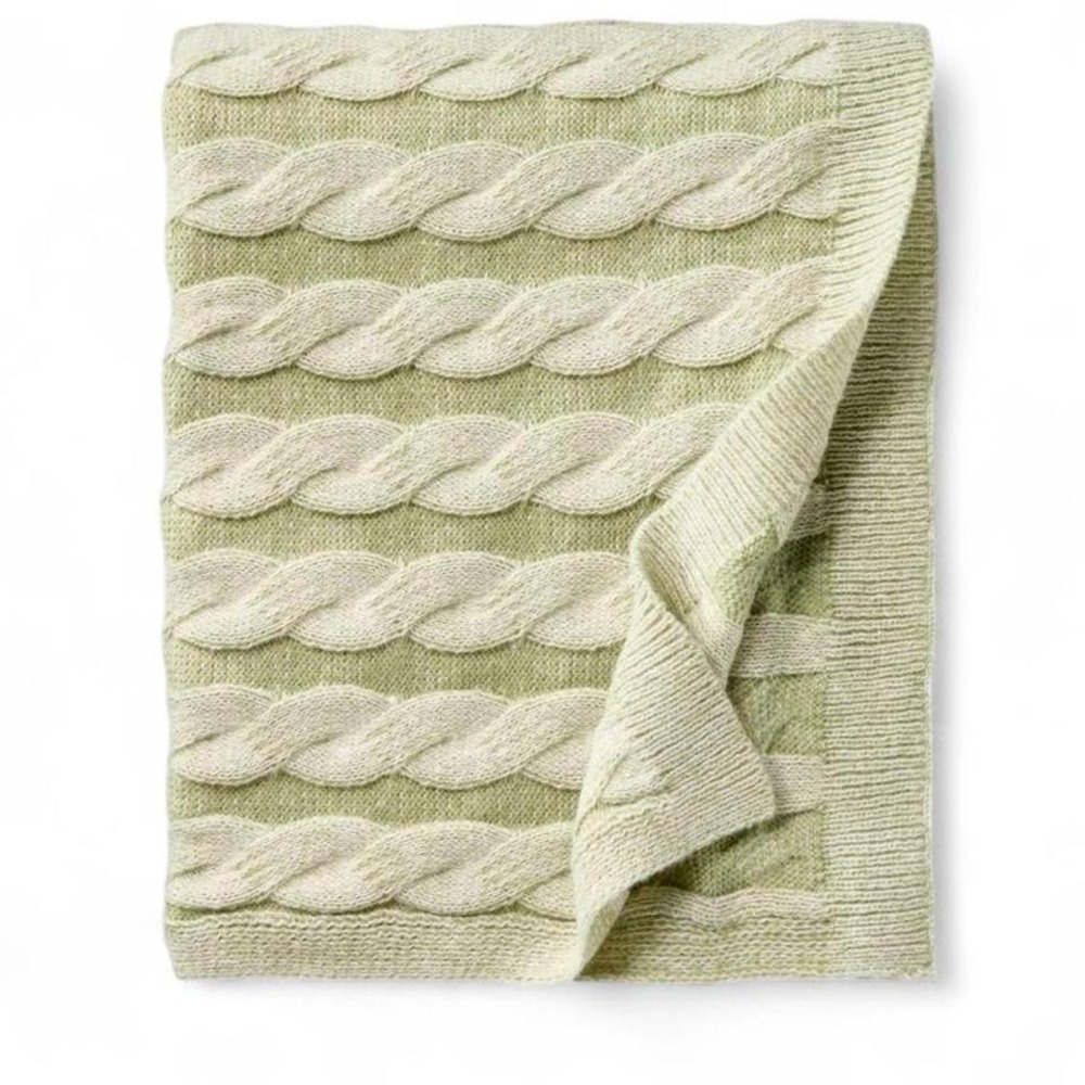 NEW Studio McGee Threshold Twisted‎ Cable Throw Blanket Green
